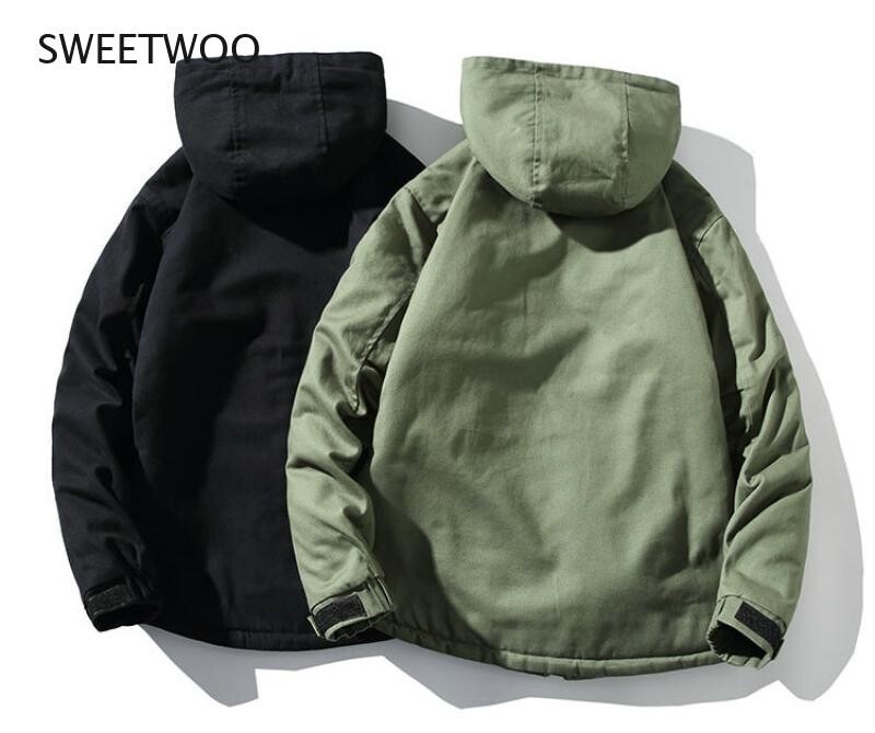 Vīriešu vējjaka parka silta samta jaka bieza ikdienas militārā stila modes liela izmēra 5XL