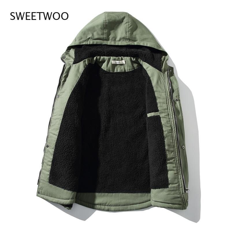 Vīriešu vējjaka parka silta samta jaka bieza ikdienas militārā stila modes liela izmēra 5XL