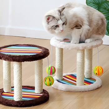 Γάτα Scratching Post Sisal Sword Rope Tree Scratching Post Άνετη Ευρύχωρη μπάλα ουράνιο τόξο Γάτα αναρρίχησης με πλαίσιο Προμήθειες για κατοικίδια