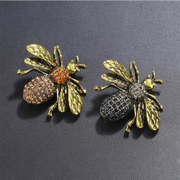 Vintage Exquisite Bee Rhinestone Καρφίτσες για Γυναικείες Μόδα Γυαλιστερή καρφίτσα καρφίτσα από έντομα Χαριτωμένα εμβλήματα Κοστούμι ρούχων κορσάζ