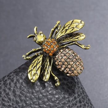 Vintage Exquisite Bee Rhinestone Καρφίτσες για Γυναικείες Μόδα Γυαλιστερή καρφίτσα καρφίτσα από έντομα Χαριτωμένα εμβλήματα Κοστούμι ρούχων κορσάζ