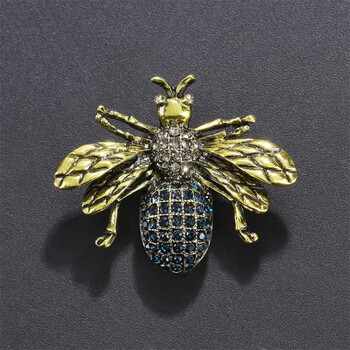 Vintage Exquisite Bee Rhinestone Καρφίτσες για Γυναικείες Μόδα Γυαλιστερή καρφίτσα καρφίτσα από έντομα Χαριτωμένα εμβλήματα Κοστούμι ρούχων κορσάζ