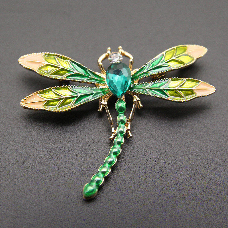 Broșe cu libelule smalț de cristal verde pentru femei și bărbați, insecte din metal, nunți, banchet, petrecere, broșă, ace, cadouri