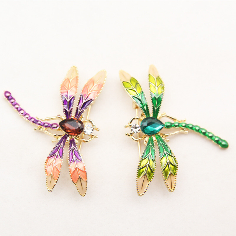 Broșe cu libelule smalț de cristal verde pentru femei și bărbați, insecte din metal, nunți, banchet, petrecere, broșă, ace, cadouri