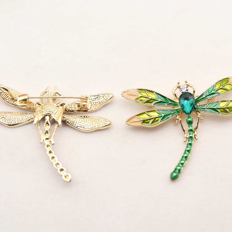 Broșe cu libelule smalț de cristal verde pentru femei și bărbați, insecte din metal, nunți, banchet, petrecere, broșă, ace, cadouri