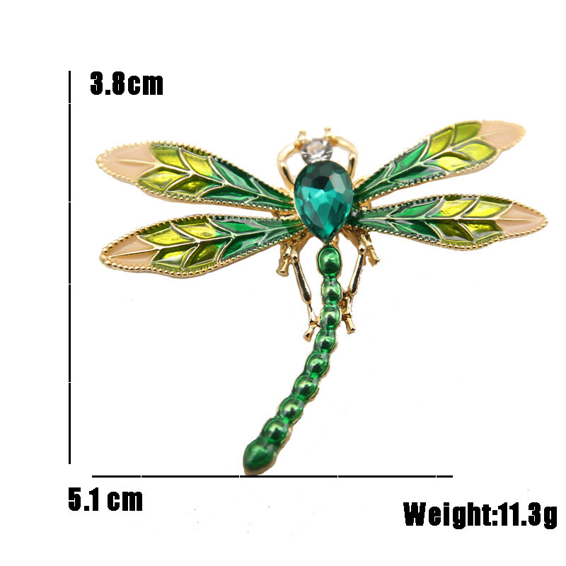Broșe cu libelule smalț de cristal verde pentru femei și bărbați, insecte din metal, nunți, banchet, petrecere, broșă, ace, cadouri