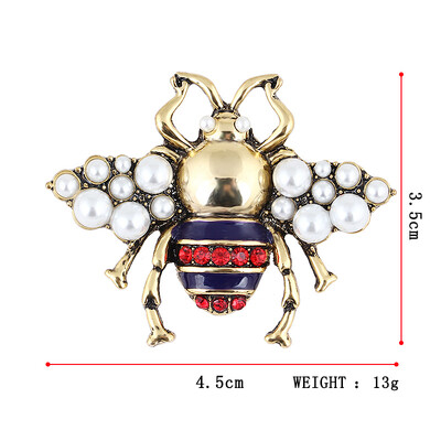 Broșe Retro Bee Crystal Perle Pentru Femei Îmbrăcăminte de petrecere Bărbați Ace accesorii
