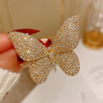 Rinhoo Fashion Full Zircon Wings Ασημένια Χρώμα Πεταλούδα Καρφίτσα για Γυναικείες Καρφίτσες με πέτο με έντομα Rhinestone Κόσμημα με σήμα ζώων