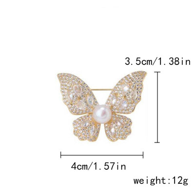 Rinhoo modni broš s leptirima od punog cirkona u srebrnoj boji za žene, igle za revere s insektima, nakit sa značkama sa životinjama