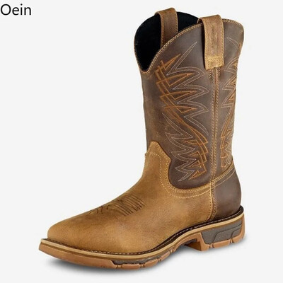Férfi Retro hímzés Cowboy lábszárközép Csizmák Alkalmi szögletes orrú cipők Knight