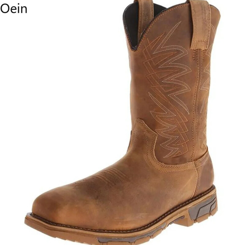 Férfi Retro hímzés Cowboy lábszárközép Csizmák Alkalmi szögletes orrú cipők Knight