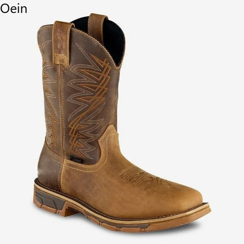 Férfi Retro hímzés Cowboy lábszárközép Csizmák Alkalmi szögletes orrú cipők Knight