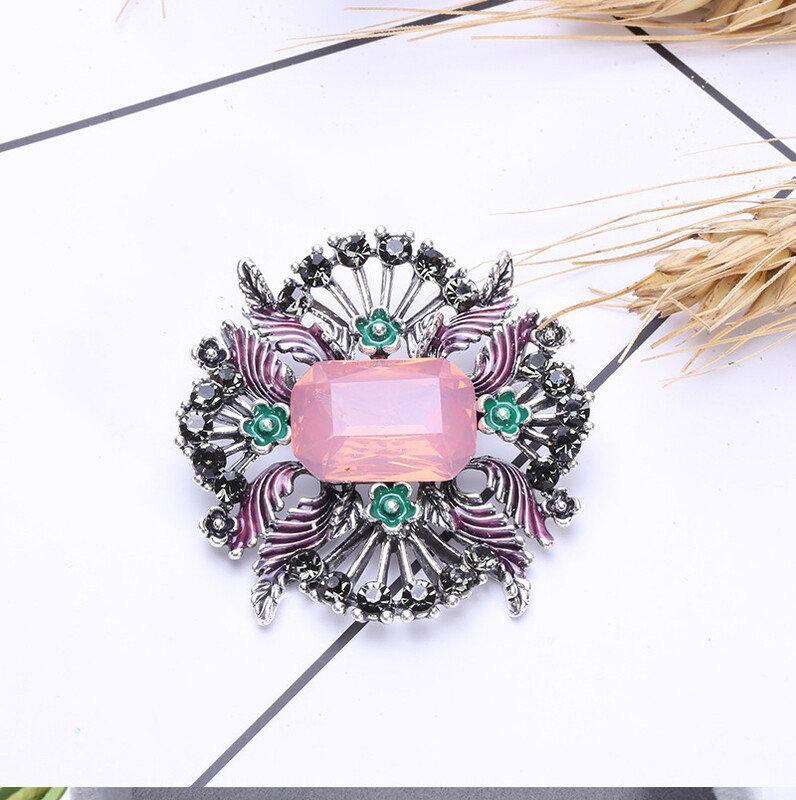 Broșă de epocă cu personalitate creativă pentru femei, corsaj, albastru, roz, cristal, broșe, ace pentru doamne, petrecere, bijuterii, accesorii de îmbrăcăminte