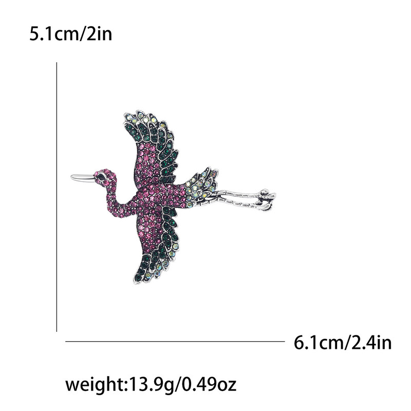 Broșă cu macara zburătoare de modă retro în stil chinezesc, cu diamante, cheongsam pentru costum, broșă, decorare, pentru petrecere de vacanță, cadou pentru fete