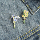 Noua broșă Van Gogh cu floarea soarelui emailată Van Gogh Iris Pin Clip înfășurat în geantă metalică rever haine jachete accesorii