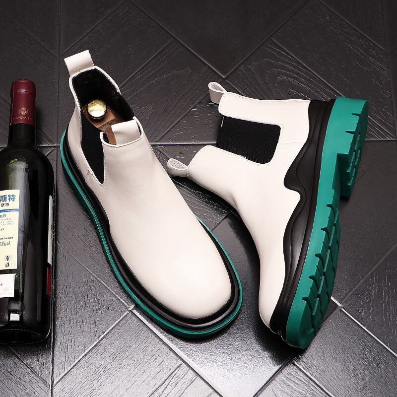 Briti stiilis meeste vaba aja chelsea saapad brändi disainer mustad valged kingad peokleit originaal nahk pahkluu botas hombre