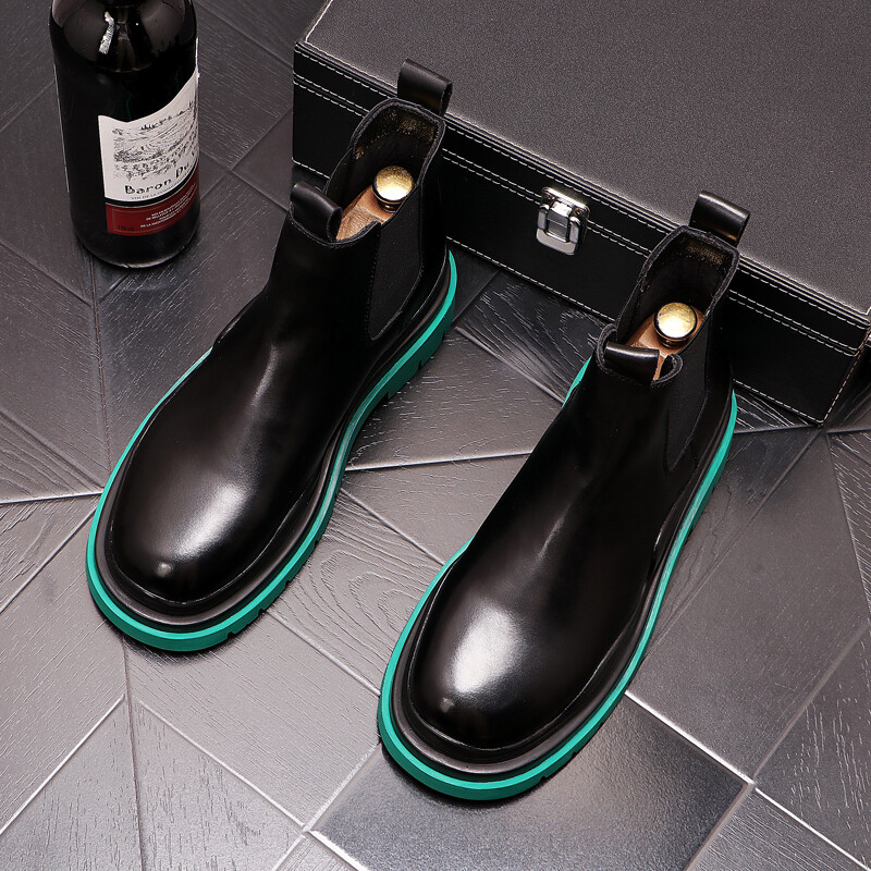 Briti stiilis meeste vaba aja chelsea saapad brändi disainer mustad valged kingad peokleit originaal nahk pahkluu botas hombre