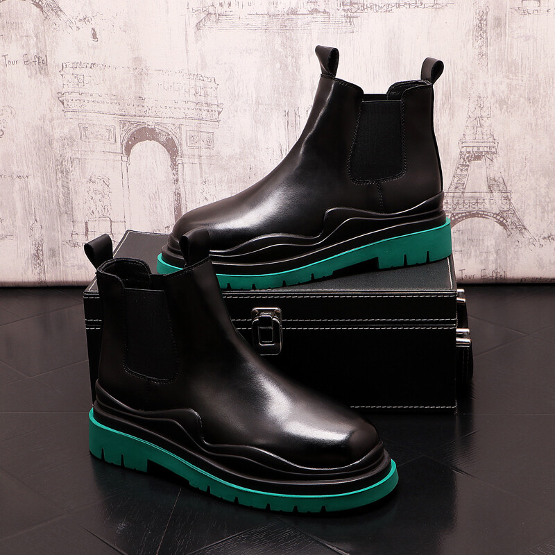 Briti stiilis meeste vaba aja chelsea saapad brändi disainer mustad valged kingad peokleit originaal nahk pahkluu botas hombre