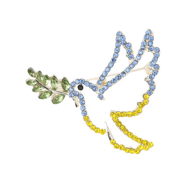 Luxus ékszerek 4 színű békegalamb bross tű Fehér Dove női bross Ukrajna strassz zománctű Ajándék neki