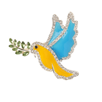 Luxus ékszerek 4 színű békegalamb bross tű Fehér Dove női bross Ukrajna strassz zománctű Ajándék neki