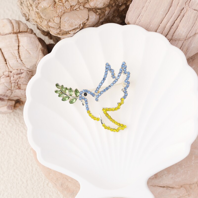 Luxus ékszerek 4 színű békegalamb bross tű Fehér Dove női bross Ukrajna strassz zománctű Ajándék neki