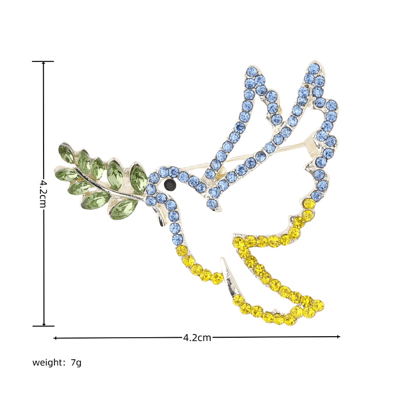 Luxus ékszerek 4 színű békegalamb bross tű Fehér Dove női bross Ukrajna strassz zománctű Ajándék neki