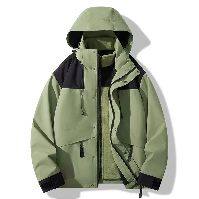 Férfi széldzseki kabát őszi téli 3 az 1-ben levehető viharálló dzseki meleg polár vízálló kabát kültéri hegyi ruházat