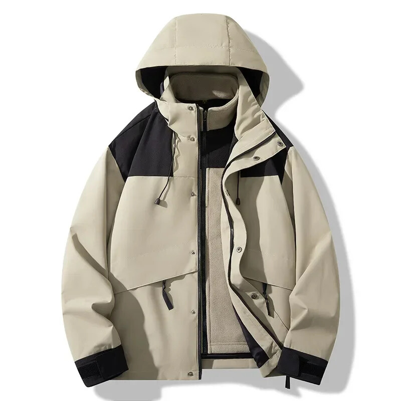 Férfi széldzseki kabát őszi téli 3 az 1-ben levehető viharálló dzseki meleg polár vízálló kabát kültéri hegyi ruházat