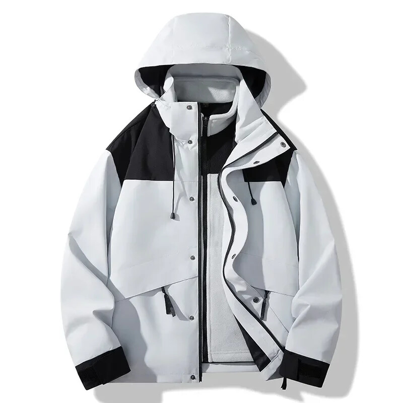 Férfi széldzseki kabát őszi téli 3 az 1-ben levehető viharálló dzseki meleg polár vízálló kabát kültéri hegyi ruházat