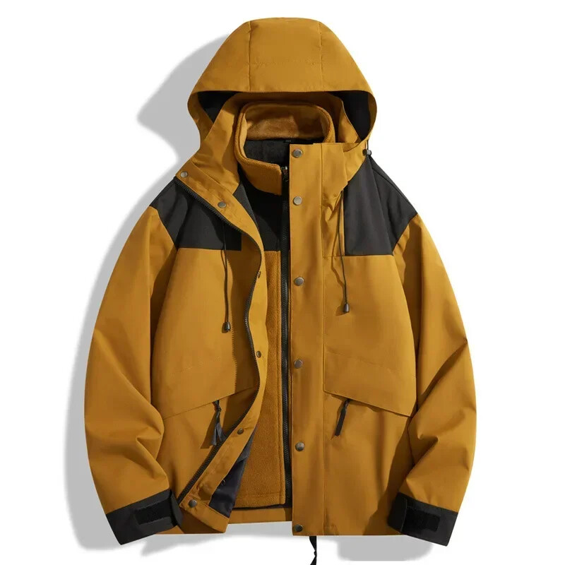 Férfi széldzseki kabát őszi téli 3 az 1-ben levehető viharálló dzseki meleg polár vízálló kabát kültéri hegyi ruházat