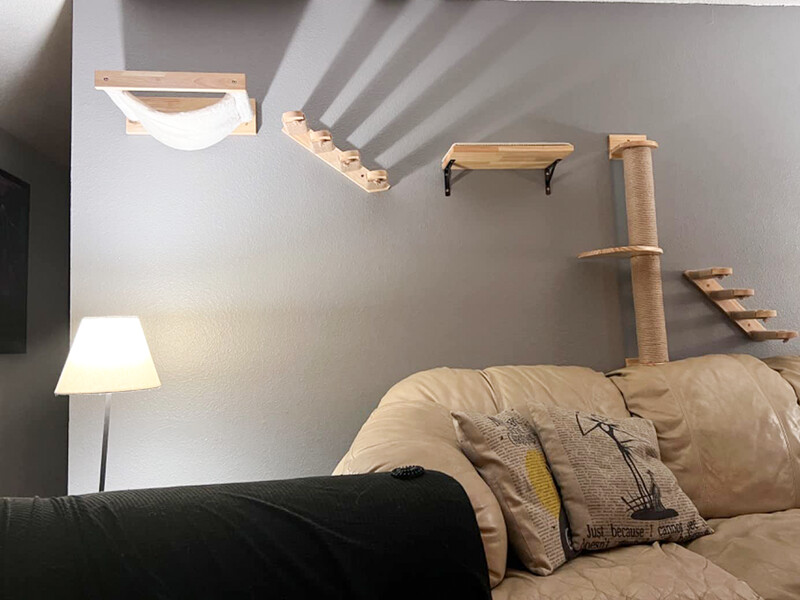 Mobilier de perete pentru cățărat Trepte pentru hamac Rafturi și stinghii pentru pisici de interior Sală de sport Junglă Dormit Scărpinat Joacă