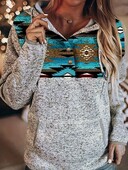 Boho trenirka veće veličine, ženska majica s kapuljačom s kapuljačom i dugim rukavima s dugim rukavima u boji i dugim bojama