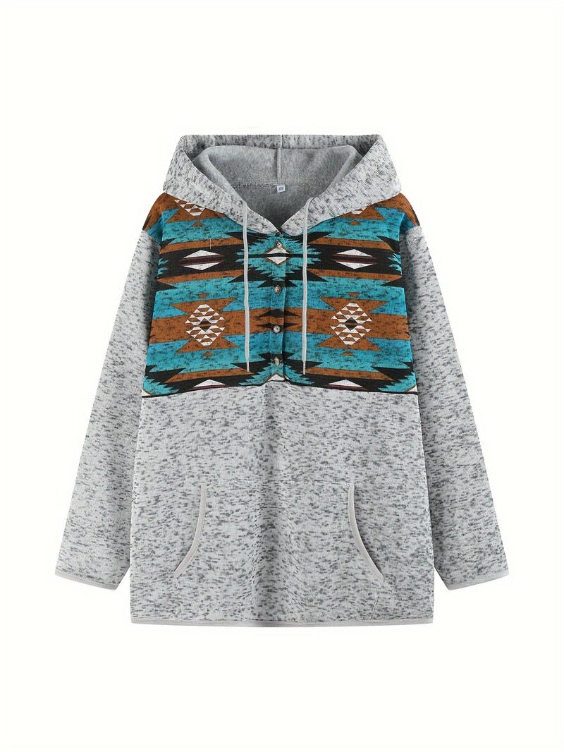 Boho trenirka veće veličine, ženska majica s kapuljačom s kapuljačom i dugim rukavima s dugim rukavima u boji i dugim bojama