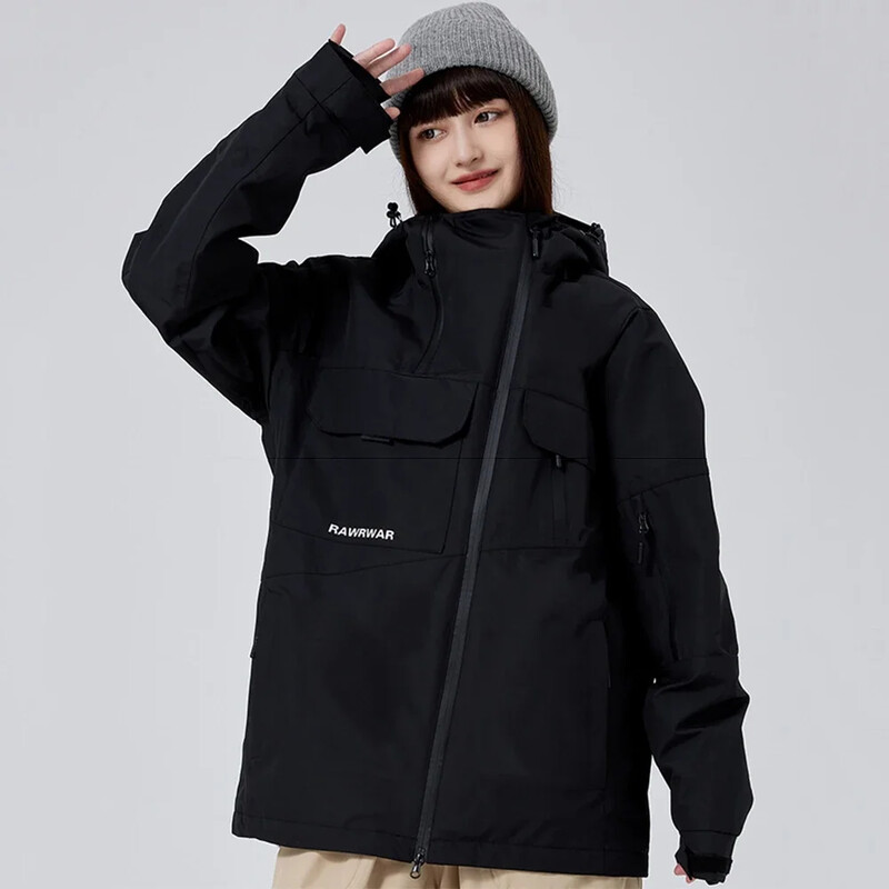 2025. gada jauna silta snovborda jaka, slēpošana, sporta apģērbs, pāris sieviešu kokvilnas sporta mētelis ziemas sniegā, brīvi elpojoši sniega topi