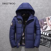 Akciós divat Téli nagy kapucnis kacsatolldzsekik Férfi Meleg, Minőségi Pehelykabátok Férfi Alkalmi Téli Felsőruházat Down Parkák