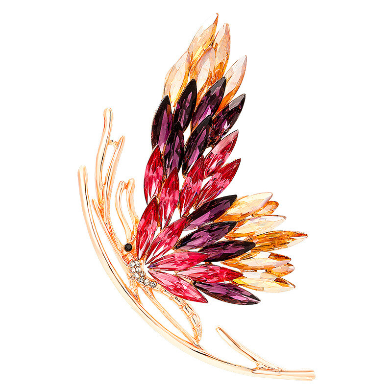 Broșe cu fluture cu strass, colorate, elegante, pentru femei, brelocuri, cu fluture de cristal, cu insecte, ace, bijuterii pentru petrecere, cadouri