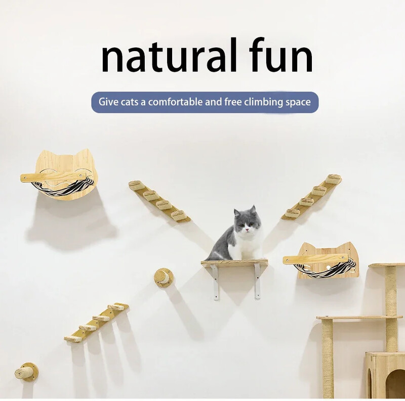 Set Zidni Mačić Penjalica Grebalica Zidni Drveni Krevet Mačka Stablo Namještaj Kućni ljubimac Smuđ Stan Toranj Polica Viseća mreža