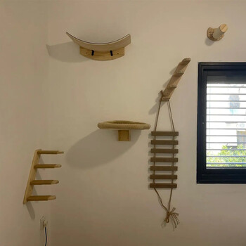 Επιτοίχια αιώρα γάτα Nest Sisal Cat Scratching Post Τέσσερις σκάλες Ladder Kitten Play Πλατφόρμα ύπνου πεντάλ Έπιπλα εσωτερικού χώρου