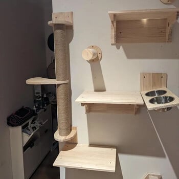 Επιτοίχια αιώρα γάτα Nest Sisal Cat Scratching Post Τέσσερις σκάλες Ladder Kitten Play Πλατφόρμα ύπνου πεντάλ Έπιπλα εσωτερικού χώρου