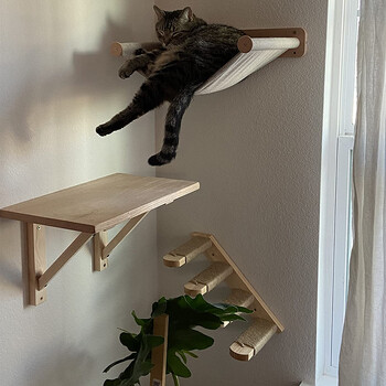 Επιτοίχια αιώρα γάτα Nest Sisal Cat Scratching Post Τέσσερις σκάλες Ladder Kitten Play Πλατφόρμα ύπνου πεντάλ Έπιπλα εσωτερικού χώρου