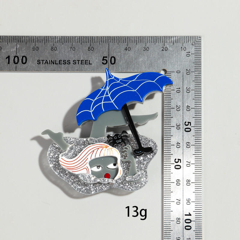 Sclipici acrilic drăguț plajă umbrelă de soare fată broșe pentru femei noi vacanță doamnă figuri insigne pin ocazional bijuterii accesorii