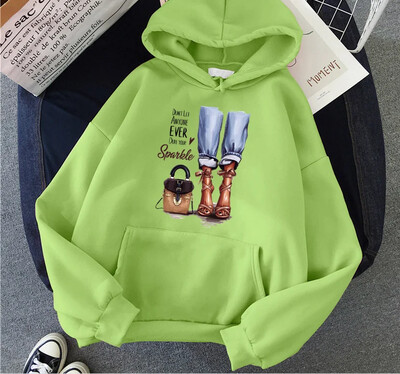 Jauni sieviešu kapuces High Street garām piedurknēm Princeses apdruka Hip Hop Fleece Sieviešu Hoodie Pulovers apģērbs Ikdienas kapuci unisex