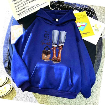 Jauni sieviešu kapuces High Street garām piedurknēm Princeses apdruka Hip Hop Fleece Sieviešu Hoodie Pulovers apģērbs Ikdienas kapuci unisex