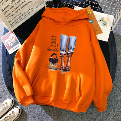 Jauni sieviešu kapuces High Street garām piedurknēm Princeses apdruka Hip Hop Fleece Sieviešu Hoodie Pulovers apģērbs Ikdienas kapuci unisex