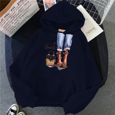 Jauni sieviešu kapuces High Street garām piedurknēm Princeses apdruka Hip Hop Fleece Sieviešu Hoodie Pulovers apģērbs Ikdienas kapuci unisex