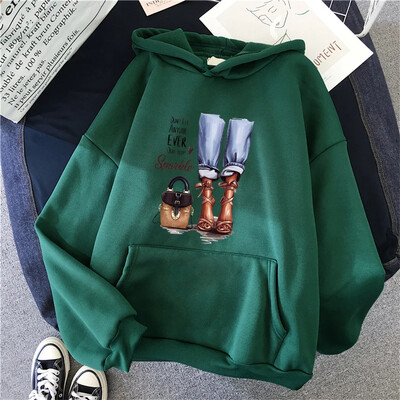 Jauni sieviešu kapuces High Street garām piedurknēm Princeses apdruka Hip Hop Fleece Sieviešu Hoodie Pulovers apģērbs Ikdienas kapuci unisex