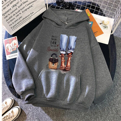 Jauni sieviešu kapuces High Street garām piedurknēm Princeses apdruka Hip Hop Fleece Sieviešu Hoodie Pulovers apģērbs Ikdienas kapuci unisex
