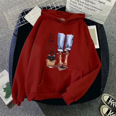 Jauni sieviešu kapuces High Street garām piedurknēm Princeses apdruka Hip Hop Fleece Sieviešu Hoodie Pulovers apģērbs Ikdienas kapuci unisex