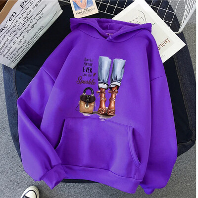 Jauni sieviešu kapuces High Street garām piedurknēm Princeses apdruka Hip Hop Fleece Sieviešu Hoodie Pulovers apģērbs Ikdienas kapuci unisex