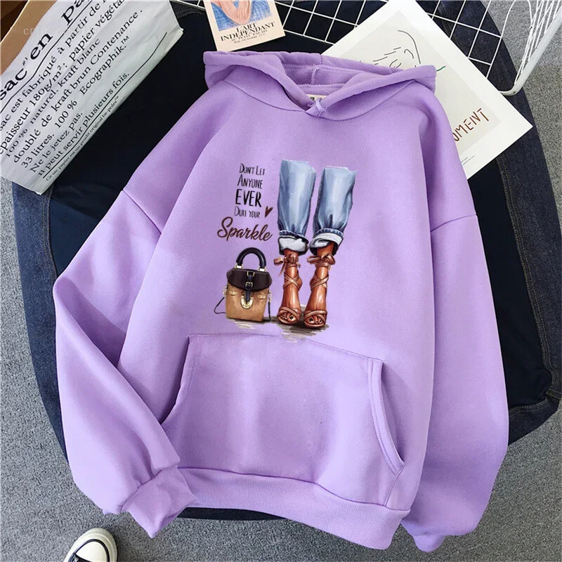 Jauni sieviešu kapuces High Street garām piedurknēm Princeses apdruka Hip Hop Fleece Sieviešu Hoodie Pulovers apģērbs Ikdienas kapuci unisex
